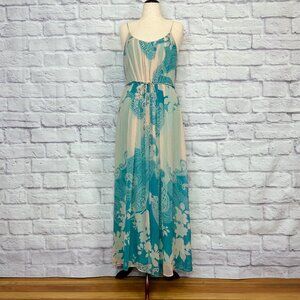 Presley Skye Blush & Turquoise Silk Paisley Maxi Dress